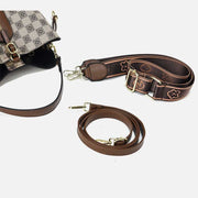Women Large Bucket Bag Plaid Vegan Leather Crossbody Handbag