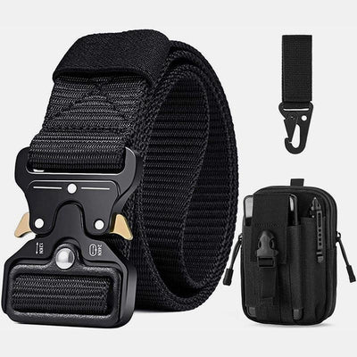 Mens Tactical Belt Military Nylon Web Duty Belt with Pouch&Hook