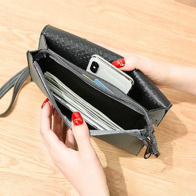 Lychee Pattern Envelope Style Wallet Women Classic Leather Bag