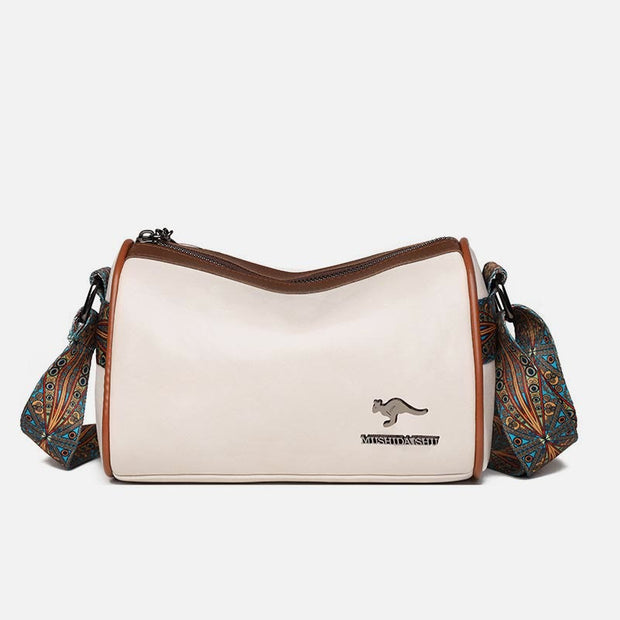 Elegant Vegan Leather Crossbody Bag Classic Solid Color Lady Bag