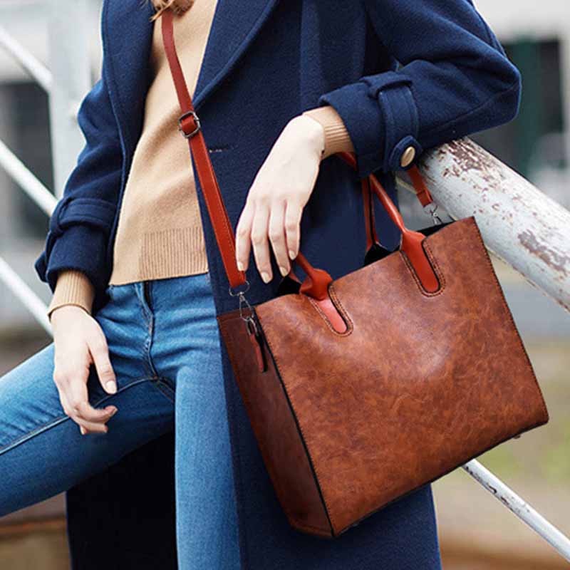 Classic Business Tote For Women Commuter Leather Bag Set