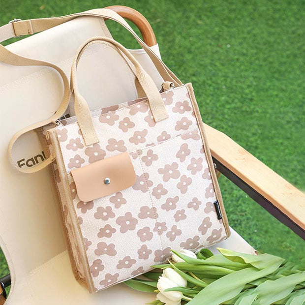 Floral Crossbody Tote For Office Cute Nylon Shoulder Purse