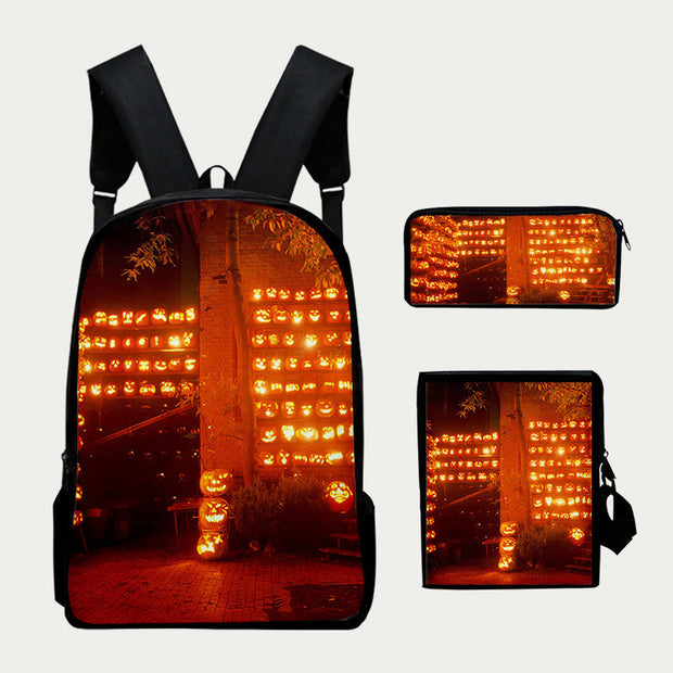 Halloween Backpack For Kids Water Resistant Travel Bag Set