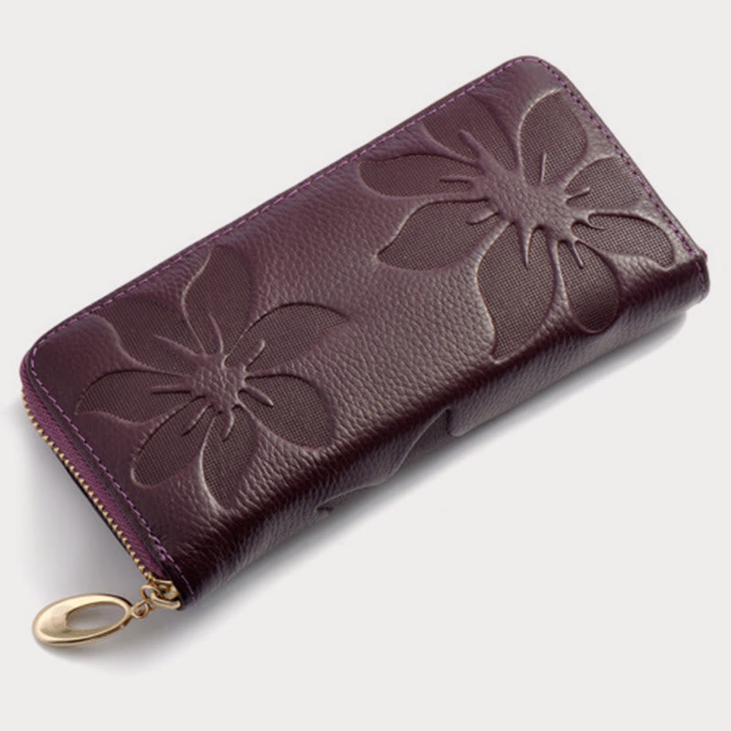 Wallet For Women Flower Print Large Capacity Long Cash Purse