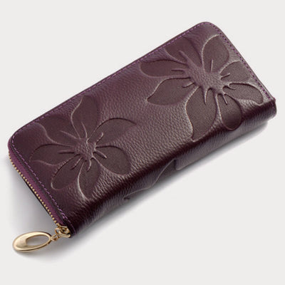 Wallet For Women Flower Print Large Capacity Long Cash Purse