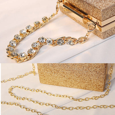 Evening Bag For Women Rhinestone Chain Portable Crossbody Square Handbag