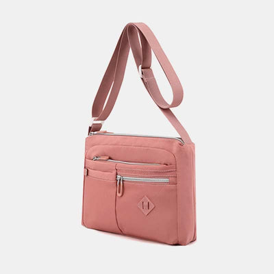 Double Zip Compartment Crossbody Bag for Women Lightweight Multi-Pocket Shoulder Bag