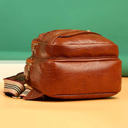 Sling Crossbody Backpack Soft Leather Shoulder Bag with Adjustable Strap