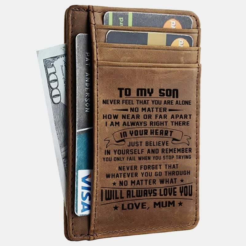 Minimalist Slim Personalized Engraved Leather Wallet RFID Blocking Card Holder