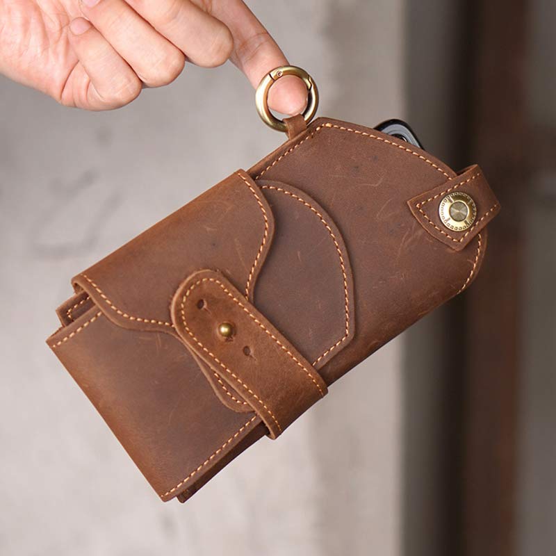 Genuine Leather Men Cell Phone Holster Pouch Phone Bag Belt Holder