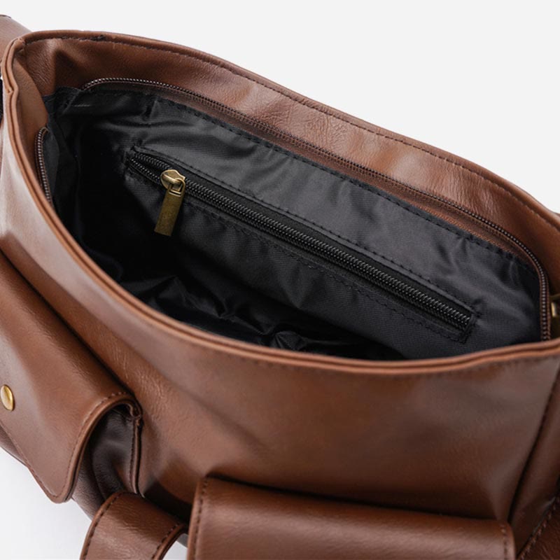 Messenger Bag for Men Classic Large Capacity PU Laptop Crossbody Bag