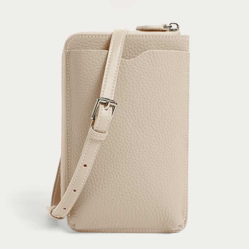 RFID Blocking Leather Phone Crossbody Wallet Bag with Adjustable Strap