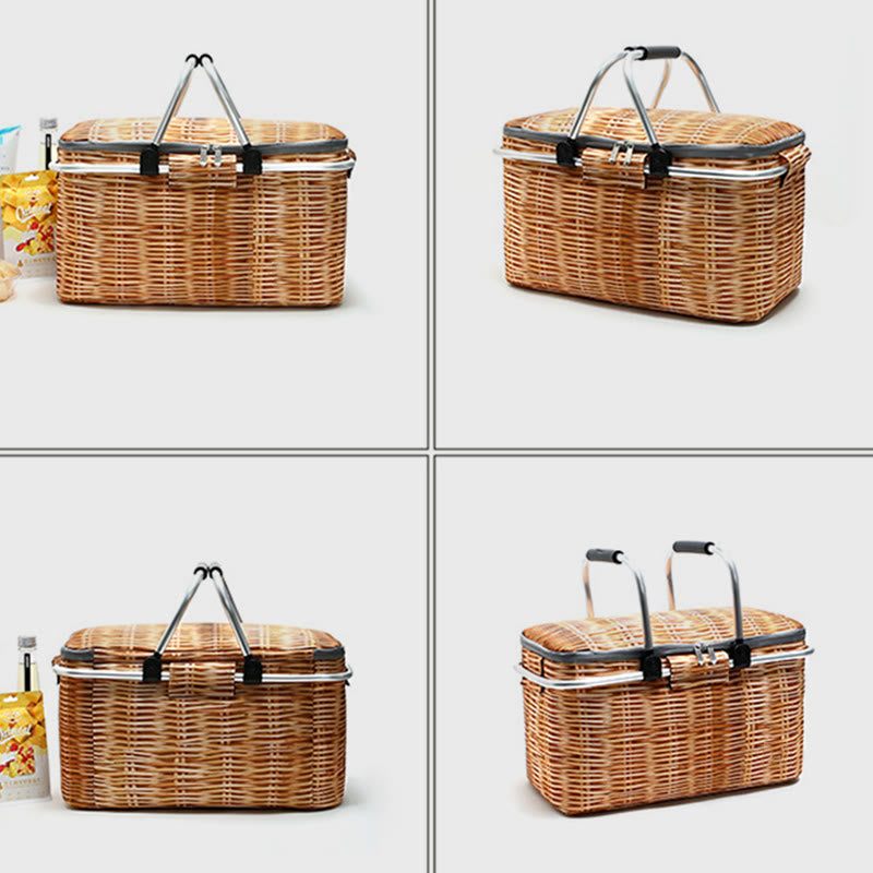 Cooler Bag For Beach Outing Foldable Thicken Oxford Picnic Basket