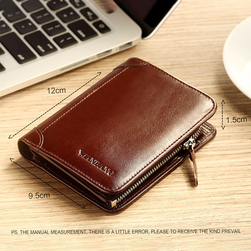 Solid RFID Genuine Leather Wallet Organizer Purse