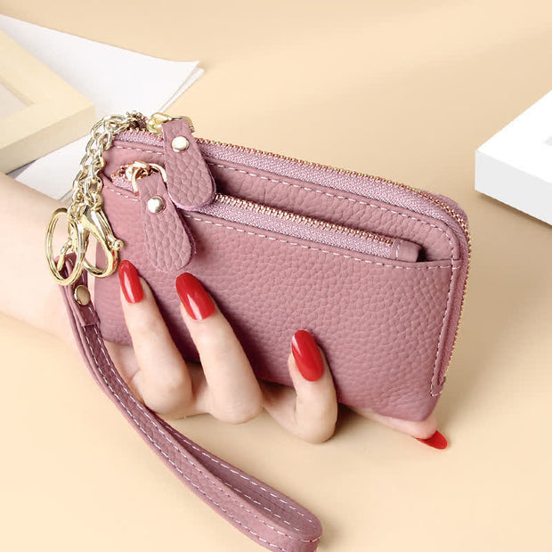 Women's Small Genuine Leather Wristlet Clutch Wallet Purse Card Holder
