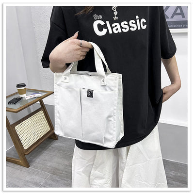 Mini Tote For Women Solid Color Simple Canvas Handbag