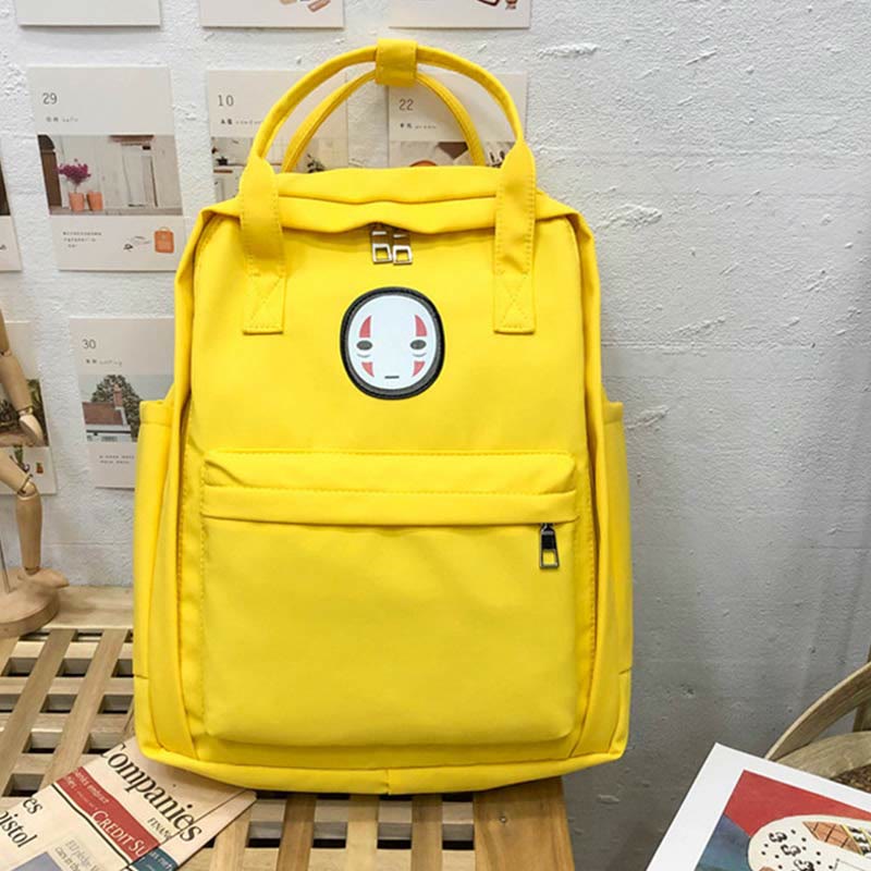 Backpack for Women Light Color Cartoon Smile Nylon School Handbag