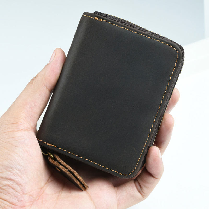 Retro Short Wallet Genuine Leather Multiple Slots Organ Card Holder