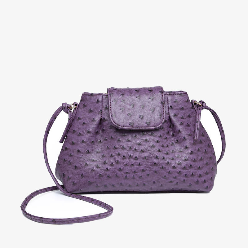 Ostrich Print Crossbody Bag Women Plain Color Cloud Bag