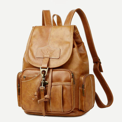 Vegan Leather Backpack for Women Vintage Ladies Girls Casual Daypack Purse