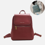 Triple Compartment Solid Backpack Classic Travel Leather Daypack