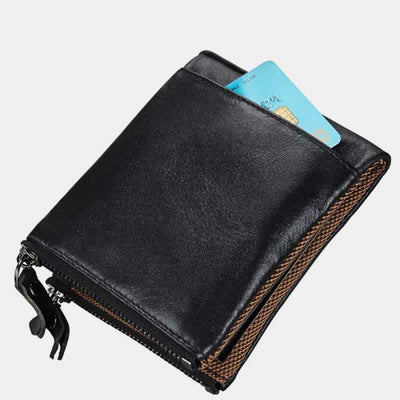 Large Capacity Leather Wallet RFID Blocking Bifold Flip Mens Wallet