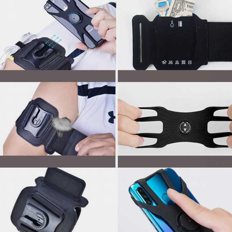 360°Rotation Running Wristband Armband Phone Holder Fits All 4.5"-7" Inch Smartphones