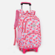 Rolling Wheels School Bag For Boys Girls Colorful Printing Backpack