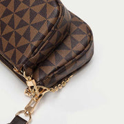 3Pcs Women Purses Checkered Crossbody Bag Shoulder Handbag with Coin Purse