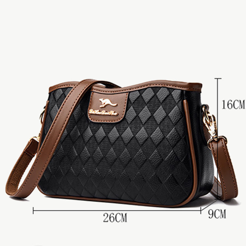 Crossbody Square Bag For Women Diamond Pattern Leather Commuter Purse