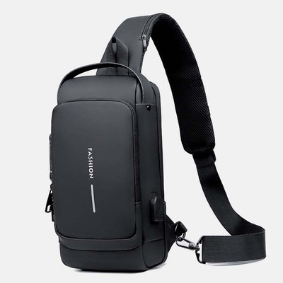 Anti-theft Waterproof Large Capacity Casual Sling Bag With USB Charging Port & Reflective Strip