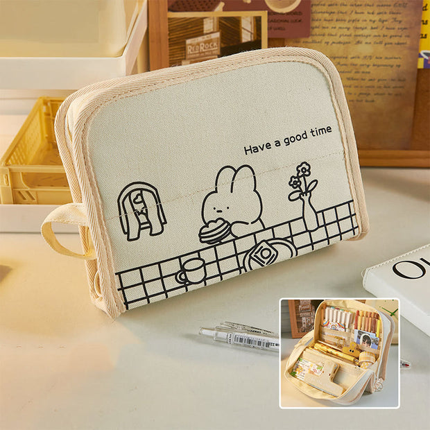 Pencil Case For Students Canvas Large Capacity Stationery Pencil Box