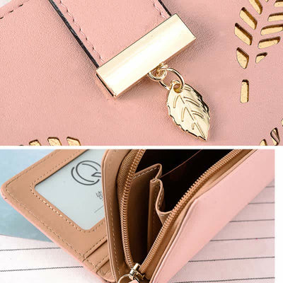 Large Leather Wallet for Women Hollow Out Long Ladies Clutch