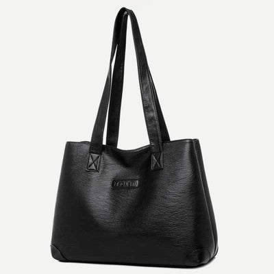 Women's Double Compartment Soft Faux Leather Tote Handbag Shoulder Bag Purse