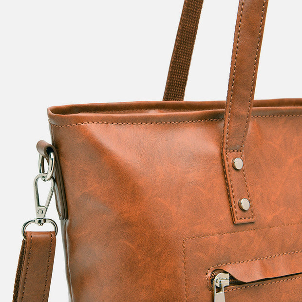 Retro Women Shoulder Bag Soft Vegan Leather Crossbody Travel Tote