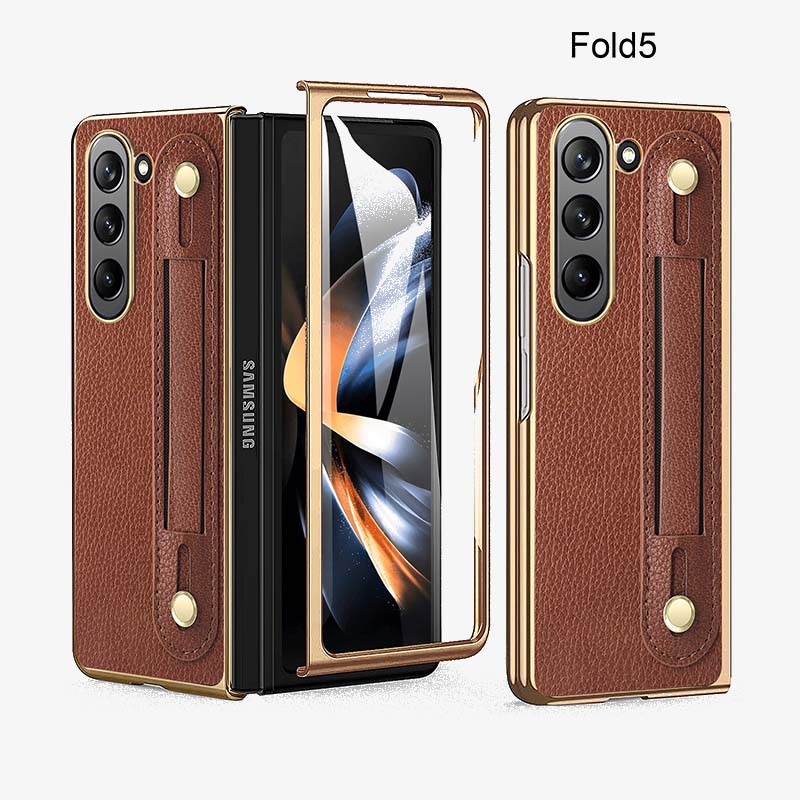 Samsung Fold Wrist Strap Foldable Anti Drop Leather Phone Case