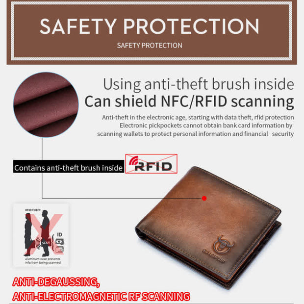 Genuine Leather RFID Multi-Slot Gradient Short Wallet