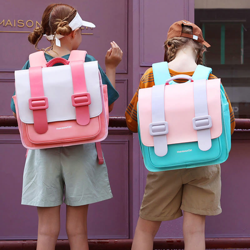 Backpack For School Students Horizontal Load Relief PU Leather Daypack