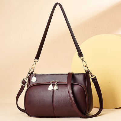 Douple Compartment Underarm Purse For Lady Solid Color Crossbody Bag