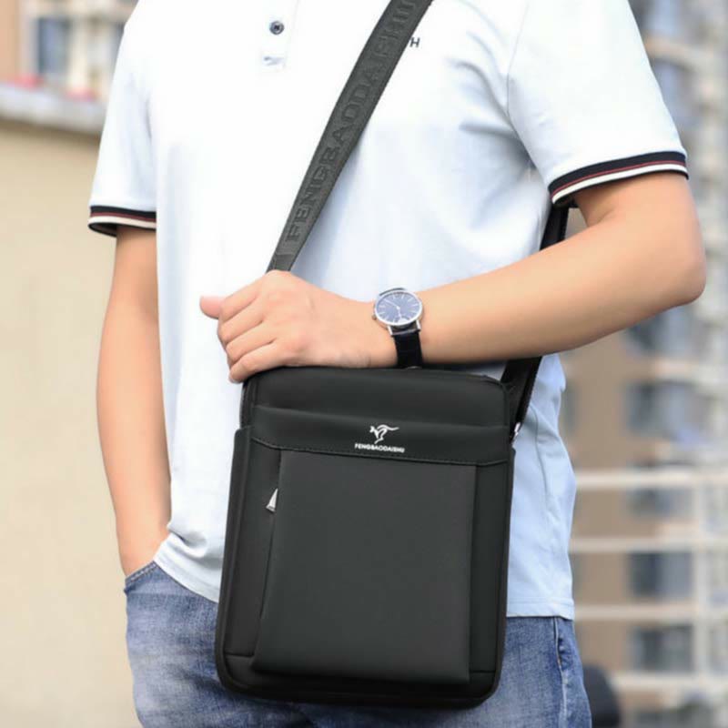 Messenger Bag for Men Black Oxford Waterproof Daily Crossbody Bag