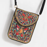 Bohemian Phone Bag Women Shell Flowers Pattern Magnetic Crossbody Bag