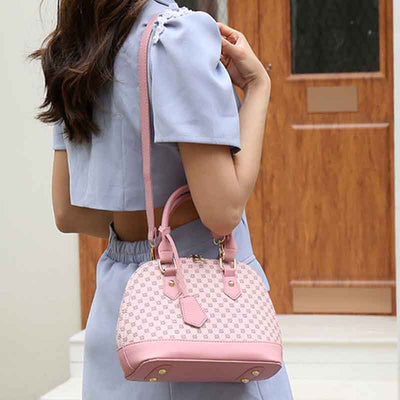 Geometric Printing Top Handbag For Lady Seashell Shape Crossbody Bag