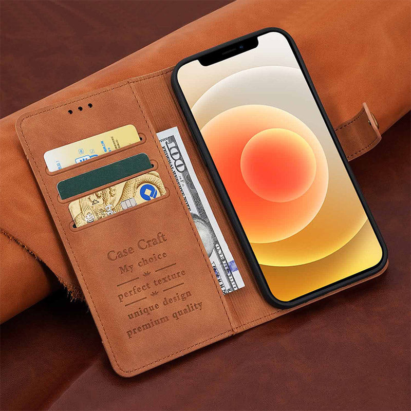 iPhone 13 12 11 Wallet Case Flip Magnetic PU Leather Cover with Kickstand Card Slot