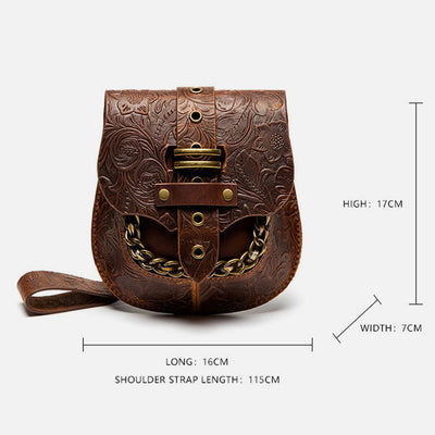 Retro Shoulder Bag For Women Steampunk Embossed Crossbody Chain Bag