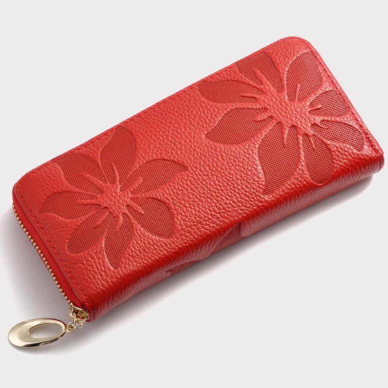 Wallet For Women Flower Print Large Capacity Long Cash Purse