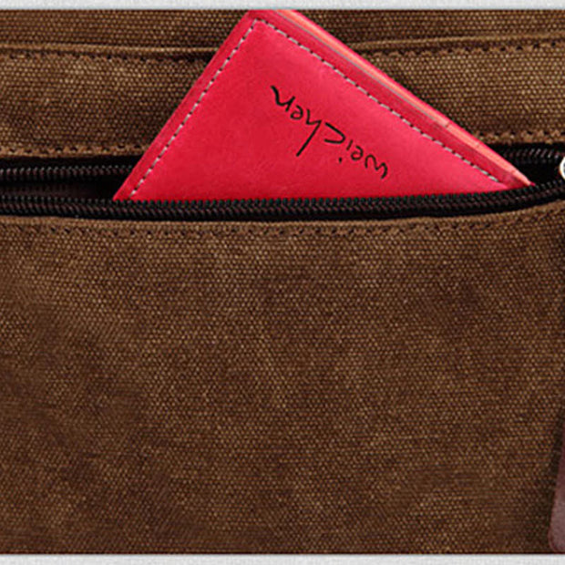 Canvas Messenger Bag for Men Multi-Pocket Vintage Crossbody Shoulder Bag