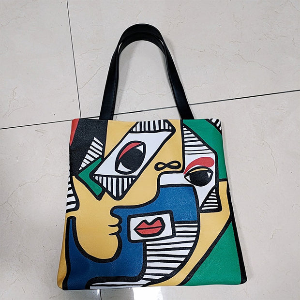 Graphic Painting Graffiti Tote Handbag for Women Lightweight Shoulder Bag