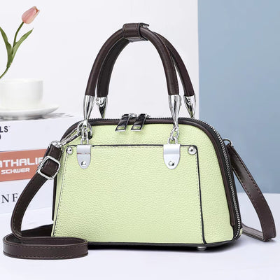 Vegan Leather Boston Bag Satchel Solid Color Crossbody Purse Handbag For Women