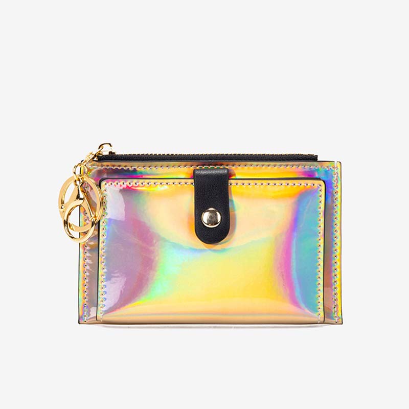 Iridescent Laser Minimalist Card Holder Coin Pouch Wallet for Women Girls