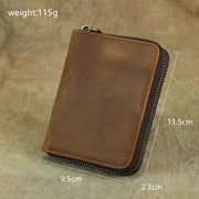 Retro Leather Wallet Multifunctional Small Zipper Purse For Men